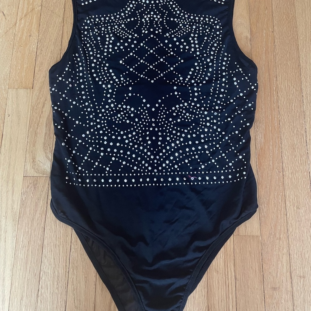 Black Rhinestone Bodysuit